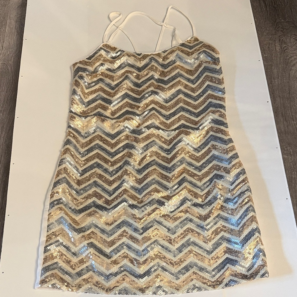 Forever 21 Stylish Chevron Sequin Kids Dress